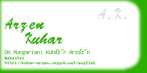 arzen kuhar business card